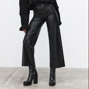 Zara Marine Straight Faux Leather Pants
